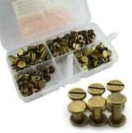 🔩 ruiling 90-piece assortment of bronze chicago screws set, ideal screw posts metal accessories for leather diy decoration, bookbinding, slotted flat head stud screw in 5x6/10/12mm sizes logo