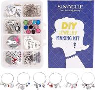 🌞 sunnyclue diy expandable wire charm bracelet kit - 98pcs jewelry making starter set with adjustable bangle, pendant beads, and craft findings - ideal for women and girls - includes instructions logo