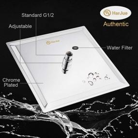 img 3 attached to 🚿 HarJue High Pressure Square Rain ShowerHead with Arm - Stainless Steel, Waterfall Design, Full Body Coverage - Easy to Clean & Install (12'' Square Shower Head, Chrome Finish)