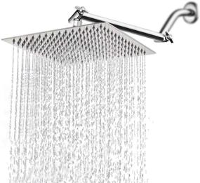 img 4 attached to 🚿 HarJue High Pressure Square Rain ShowerHead with Arm - Stainless Steel, Waterfall Design, Full Body Coverage - Easy to Clean & Install (12'' Square Shower Head, Chrome Finish)