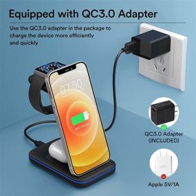 img 2 attached to ⚡ Apple Wireless Charger: 3-in-1 Qi-Certified Charging Station for iPhone 12/12 Pro Max/SE/11 Series, Apple Watch 6/5/4/3/2/SE, AirPods Pro/2 - Fast Charging Stand