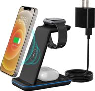 ⚡ apple wireless charger: 3-in-1 qi-certified charging station for iphone 12/12 pro max/se/11 series, apple watch 6/5/4/3/2/se, airpods pro/2 - fast charging stand logo