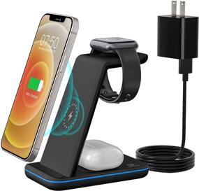 img 4 attached to ⚡ Apple Wireless Charger: 3-in-1 Qi-Certified Charging Station for iPhone 12/12 Pro Max/SE/11 Series, Apple Watch 6/5/4/3/2/SE, AirPods Pro/2 - Fast Charging Stand