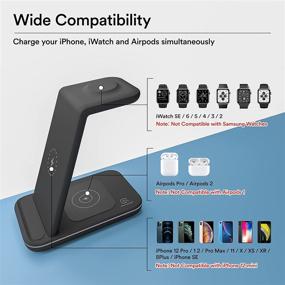 img 3 attached to ⚡ Apple Wireless Charger: 3-in-1 Qi-Certified Charging Station for iPhone 12/12 Pro Max/SE/11 Series, Apple Watch 6/5/4/3/2/SE, AirPods Pro/2 - Fast Charging Stand