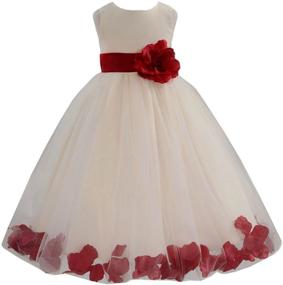 img 1 attached to Ivory Tulle Rose Floral Petals Toddler Flower Girl Dresses Bridal Gown 302T: Elegant Attire for Little Flower Girls