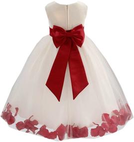 img 2 attached to Ivory Tulle Rose Floral Petals Toddler Flower Girl Dresses Bridal Gown 302T: Elegant Attire for Little Flower Girls