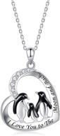 🐧 adorable penguin necklace for women and girls - 925 sterling silver penguins in heart pendant for mom, grandmom, daughter, and family - fashionable jewelry gift for any occasion logo