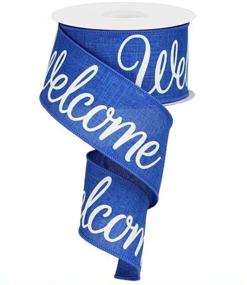img 2 attached to 🛍️ Shop Now: Welcome Canvas Wired Edge Ribbon, 2.5" x 10 Yards, Royal Blue & White