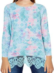 img 4 attached to 👚 Stylish Lace Shirts for Girls: UNICOMIDEA Casual Printed Tops for 4-13 Years