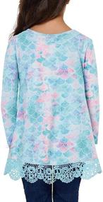 img 3 attached to 👚 Stylish Lace Shirts for Girls: UNICOMIDEA Casual Printed Tops for 4-13 Years