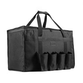 img 4 attached to 🍕 Insulated Food Delivery Bag with 4 Cup Holders | Large Pizza Delivery Bag for Commercial Catering | Reusable Warmer Bag for UberEats, Doordash, GrubHub | 22" x 11" x 14" Black