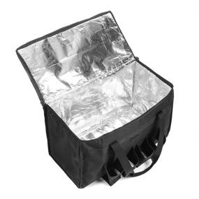 img 2 attached to 🍕 Insulated Food Delivery Bag with 4 Cup Holders | Large Pizza Delivery Bag for Commercial Catering | Reusable Warmer Bag for UberEats, Doordash, GrubHub | 22" x 11" x 14" Black