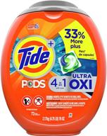 🌊 tide pods - ultra oxi liquid laundry detergent pacs, 4-in-1 formula, 73-count, high efficiency (he) logo