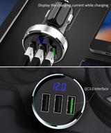 🚗 high-speed 3-port usb car charger, 12v/24v input, qc3.0 output 4.8v, cigarette lighter voltage meter, compatible with iphone, ipad, samsung galaxy, and usb charging devices - silver logo