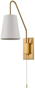 img 1 attached to 🌟 Stylish Plated Brass Wall Sconces with Fabric Shade - Plug-in Bedroom Wall Lamp