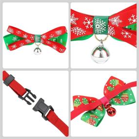 img 3 attached to 🎄 2-Pack Christmas Dog Collar Set with Adjustable Xmas Pet Collar, Double-Deck Bowtie, and Durable Plastic Safety Buckle - Snowflake Christmasy Pattern Neck Ring for Small Dog Cat, Pet Tie Accessories