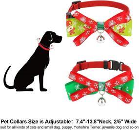 img 1 attached to 🎄 2-Pack Christmas Dog Collar Set with Adjustable Xmas Pet Collar, Double-Deck Bowtie, and Durable Plastic Safety Buckle - Snowflake Christmasy Pattern Neck Ring for Small Dog Cat, Pet Tie Accessories