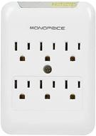 monoprice power & surge - 6 outlet surge protector slim wall tap 💡 - white , ul rated, 540 joules: find reliable protection with protected light indicator logo