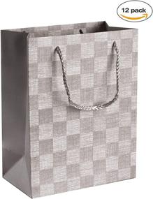 img 3 attached to 🎁 Stylish Checkered Gift Bags (12 Pack) with Ribbon Handles - 9”x 7”x 4” Ideal for Birthdays, Weddings & Party Favors - Elegant Light Grey Design