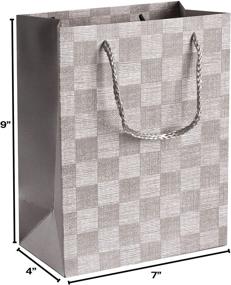 img 2 attached to 🎁 Stylish Checkered Gift Bags (12 Pack) with Ribbon Handles - 9”x 7”x 4” Ideal for Birthdays, Weddings & Party Favors - Elegant Light Grey Design