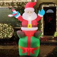 🎅 yokgrass 6 ft christmas inflatable santa claus with led lights - outdoor yard decoration for xmas holiday party display logo