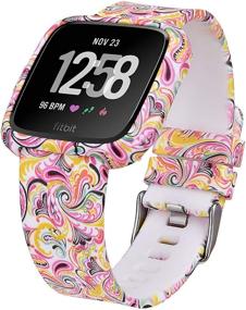 img 1 attached to 🌺 CAGOS Silicone Bands with Protective Case for Fitbit Versa/Versa 2/Versa Lite - Replacement Accessories Wristbands for Fitbit Versa Smartwatch (Peacock Flower, Small)