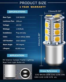 img 3 attached to 💡 Qoope Pack of 10 Warm White 3000K LED Bulbs 5050 18-SMD - Interior RV Camper Trailer Lighting Boat Yard Light Brake Tail Bulbs