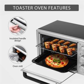 img 2 attached to 🍞 VIVOHOME Stainless Steel 6-Slice Countertop Toaster Oven with Bake Pan, Broil Toasting Rack, Drag Hook, and Oven Mitten Included - Silver