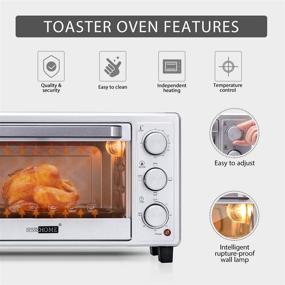 img 1 attached to 🍞 VIVOHOME Stainless Steel 6-Slice Countertop Toaster Oven with Bake Pan, Broil Toasting Rack, Drag Hook, and Oven Mitten Included - Silver