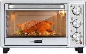 img 4 attached to 🍞 VIVOHOME Stainless Steel 6-Slice Countertop Toaster Oven with Bake Pan, Broil Toasting Rack, Drag Hook, and Oven Mitten Included - Silver