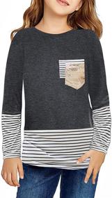 img 2 attached to 👚 QIVICIMA Crewneck Striped Casual Shirts for Girls - Tops, Tees & Blouses