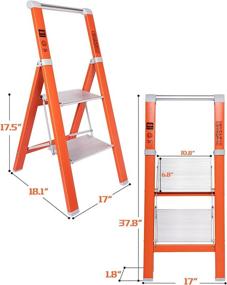 img 3 attached to 🪜 MECHREVO Portable Folding 2 Step Ladder - Lightweight Aluminum Ladder with Wide Pedal, Handrail, Rubber Feet - 330lbs Capacity, 3 Feet