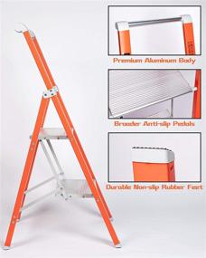 img 2 attached to 🪜 MECHREVO Portable Folding 2 Step Ladder - Lightweight Aluminum Ladder with Wide Pedal, Handrail, Rubber Feet - 330lbs Capacity, 3 Feet