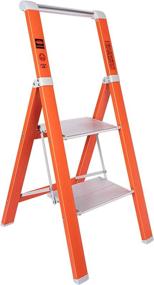 img 4 attached to 🪜 MECHREVO Portable Folding 2 Step Ladder - Lightweight Aluminum Ladder with Wide Pedal, Handrail, Rubber Feet - 330lbs Capacity, 3 Feet