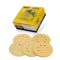 🪚 50pcs 5 inch 8 hole hook and loop sanding discs - gold orbital sander sandpaper with 60 80 120 220 320 grit, enhanced cutting power and long-lasting durability logo