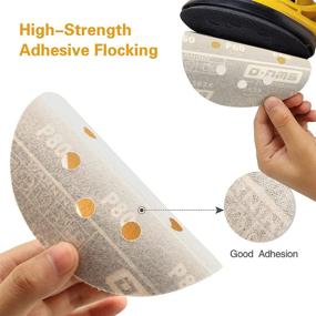 img 3 attached to 🪚 50PCS 5 Inch 8 Hole Hook and Loop Sanding Discs - Gold Orbital Sander Sandpaper with 60 80 120 220 320 Grit, Enhanced Cutting Power and Long-lasting Durability