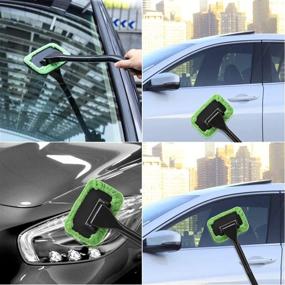 img 3 attached to XINDELL Window Windshield Cleaning Tool: Detachable Handle Car Cleanser Brush for Inside Glass Wiper & Microfiber Cloth - Complete Interior Car Cleaning Kit
