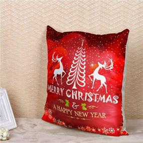 img 2 attached to Set of 4 Christmas Pillow Covers, Red Xmas Cushion Covers - 18 x18 inch, Christmas Cotton Linen Square Decorative Throw Pillowcases for Sofa, Bed, Couch