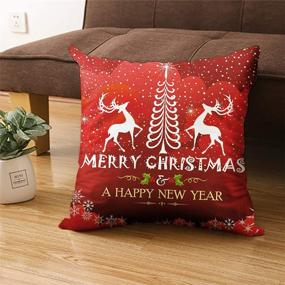 img 3 attached to Set of 4 Christmas Pillow Covers, Red Xmas Cushion Covers - 18 x18 inch, Christmas Cotton Linen Square Decorative Throw Pillowcases for Sofa, Bed, Couch