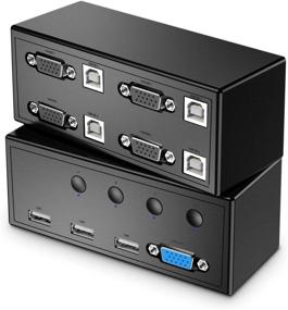 img 4 attached to 🔁 Rybozen 4 Port VGA KVM Switch for Display Monitor Sharing with 3 USB Ports for Wireless Keyboard, Mouse, and USB Printer Connection, Independent Button Switching