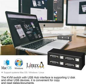 img 2 attached to 🔁 Rybozen 4 Port VGA KVM Switch for Display Monitor Sharing with 3 USB Ports for Wireless Keyboard, Mouse, and USB Printer Connection, Independent Button Switching