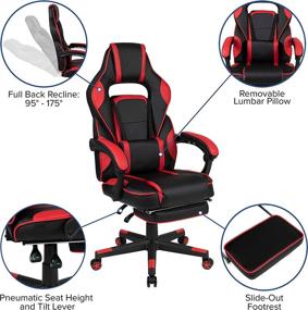 img 1 attached to Ultimate Gaming Setup: Flash Furniture Black Gaming Desk with Cup Holder/Headphone Hook/Monitor Stand & Red Reclining Back/Arms Gaming Chair with Footrest