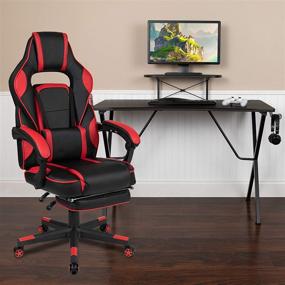 img 3 attached to Ultimate Gaming Setup: Flash Furniture Black Gaming Desk with Cup Holder/Headphone Hook/Monitor Stand & Red Reclining Back/Arms Gaming Chair with Footrest