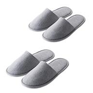 👣 rocutus2 pairs of disposable slippers - bulk guest slippers, travel-ready, portable polyester-cotton home interior slippers - hotel special anti-skid shoes, cotton trailer logo