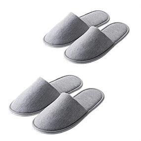 img 1 attached to 👣 Rocutus2 Pairs of Disposable Slippers - Bulk Guest Slippers, Travel-Ready, Portable Polyester-Cotton Home Interior Slippers - Hotel Special Anti-Skid Shoes, Cotton Trailer