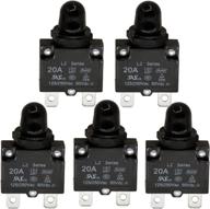 rkurck ac 125/250v push button reset 20a circuit breakers thermal overload protector with quick connect terminals and waterproof button black cap(5 pcs） логотип