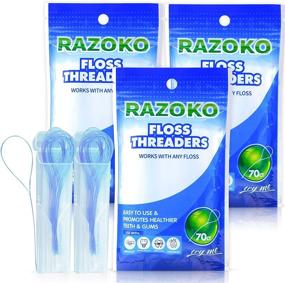 img 4 attached to 🦷 210PCS Floss Threaders for Braces, Bridges, and Implants - Pack of 3 - Efficient Dental Care Solution