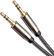 🔌 hannord nylon braided 3.5mm aux cable - hi-fi sound - male to male - auxiliary audio cord for car, headphone, speaker - home stereo - iphone - echo - 3.3 feet / 1 meter logo