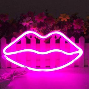 img 2 attached to 🎄 Pink Lips Neon Light Decoration Art for Christmas Party, Children's Room, Living Room, Bar, or Hotel - LED Novelty Sign for Wall and Table Décor