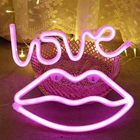 img 1 attached to 🎄 Pink Lips Neon Light Decoration Art for Christmas Party, Children's Room, Living Room, Bar, or Hotel - LED Novelty Sign for Wall and Table Décor